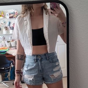cropped button up